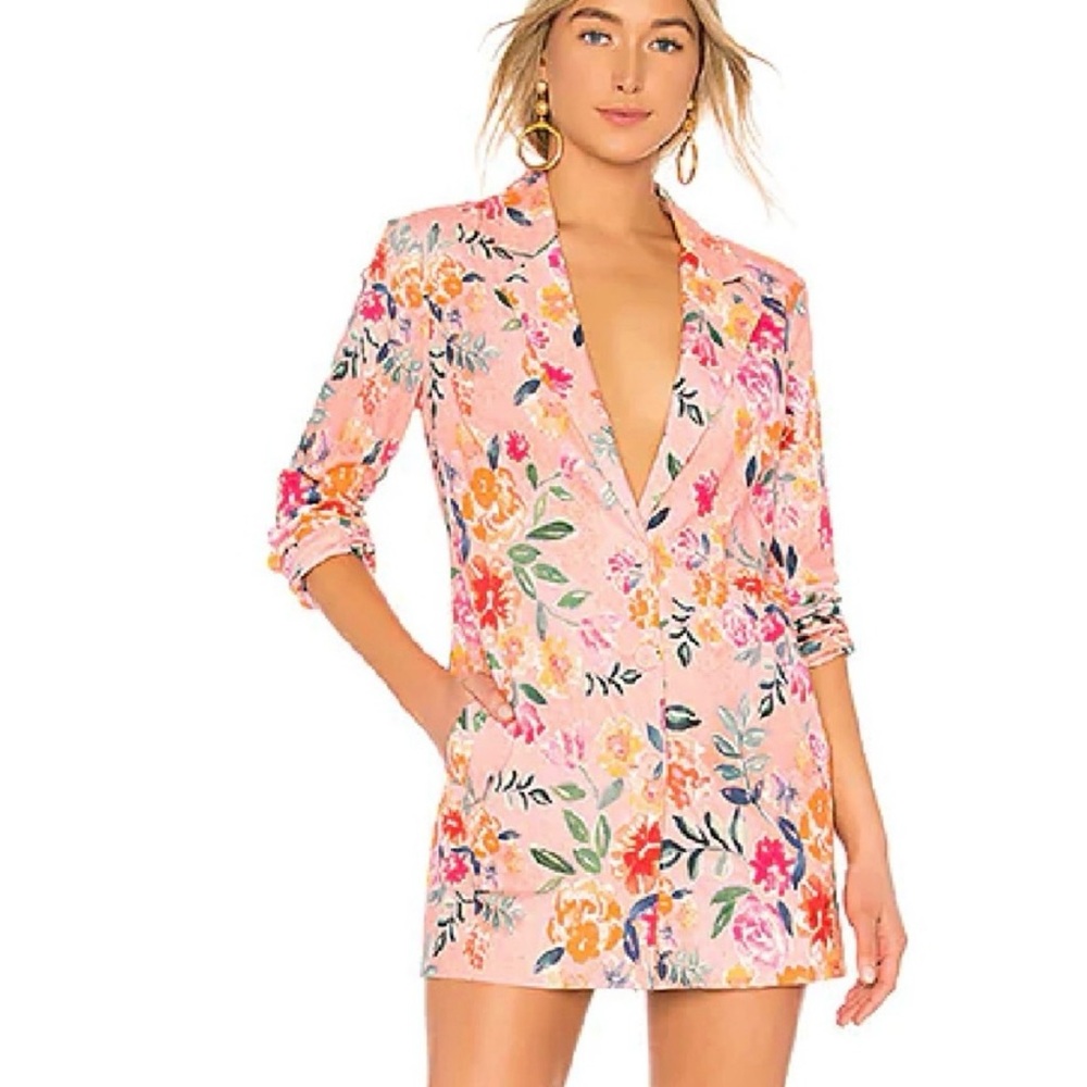 NWT Lovers and Friends Miller Blazer Mini in pink floral, size Small